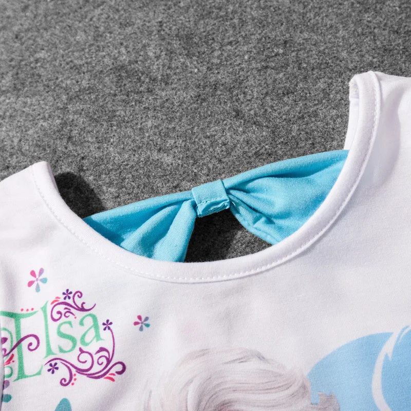 Детский комплект Принцессы Диснея из мультфильма «Холодное сердце»; Новинка г.; летняя футболка с короткими рукавами с изображением Эльзы+ Пышная юбка; одежда для детей; бальное платье