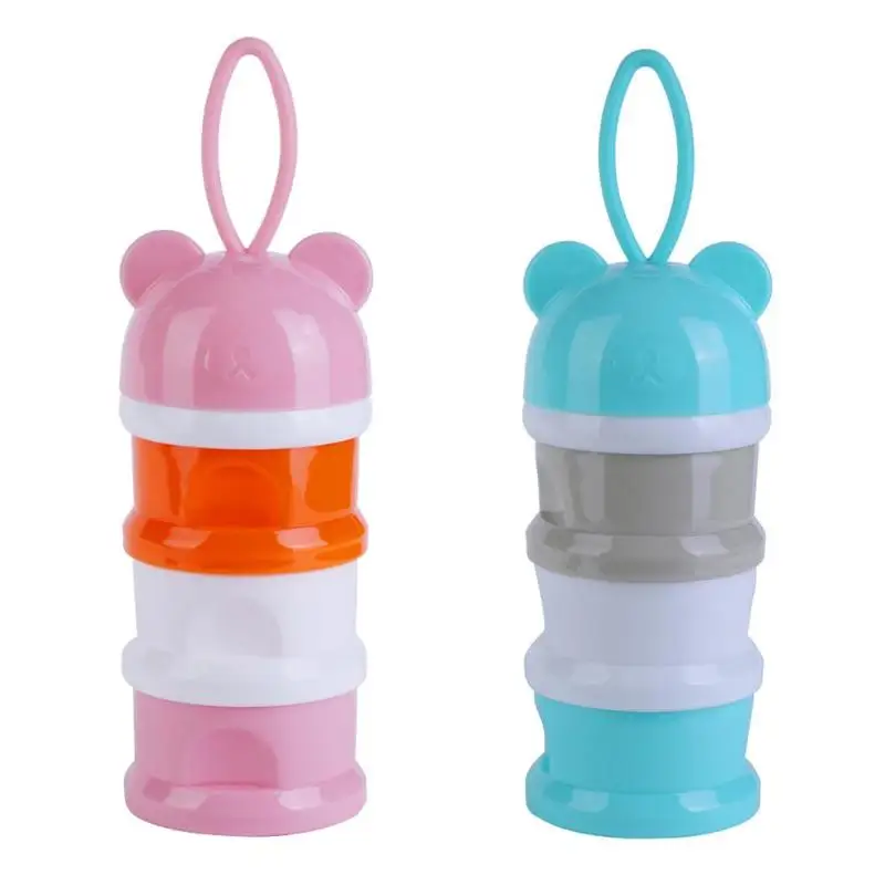 

3grid Cute Bear Milk Powder Formula Dispenser Baby Food Feeding Storage Box Children Food Storage Container Storages Tank