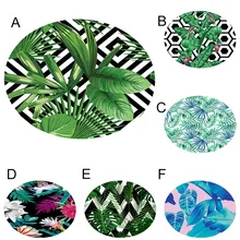 Круглый фланелевый ковер для ванной комнаты с рисунком тропических растений и листьев 80 см экологически чистый, безопасный и без запаха