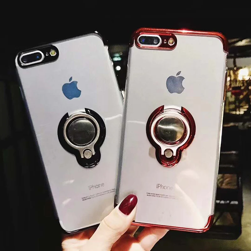Ударопрочный чехол для iPhone 6 6s Plus + 5 5S SE тонкий мягкий ТПУ покрытие 360 кольцо