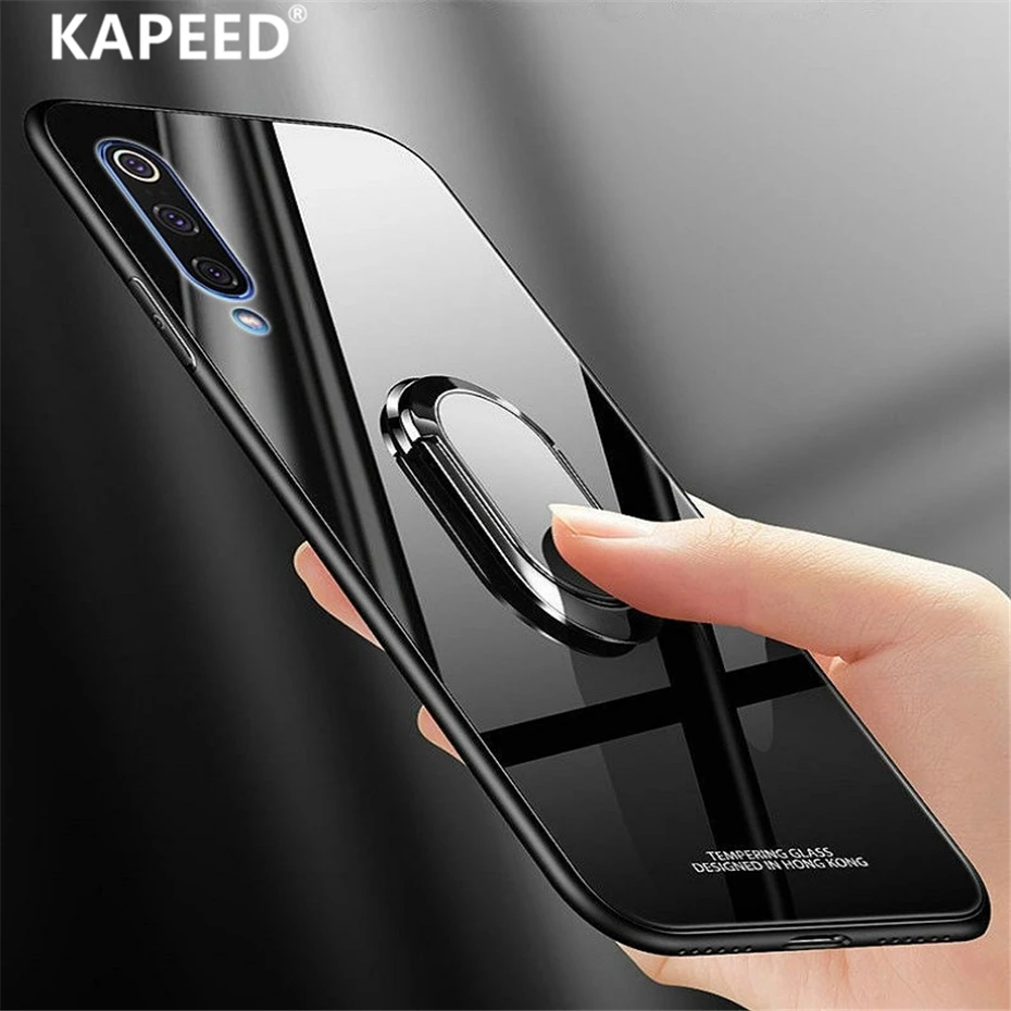 Glass Phone Case for Samsung Galaxy A50 A70 Luxury Tempered Mirror Magnet Ring Back Cover Cases For A30 Fundas | Мобильные телефоны
