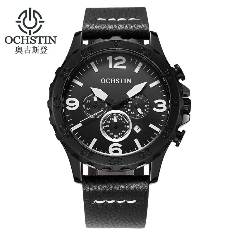 OCHSTIN мужские спортивные часы 6 рук кожаный ремешок мужские кварцевые наручные часы Relogio Masculino Montre Homme календарь часы час