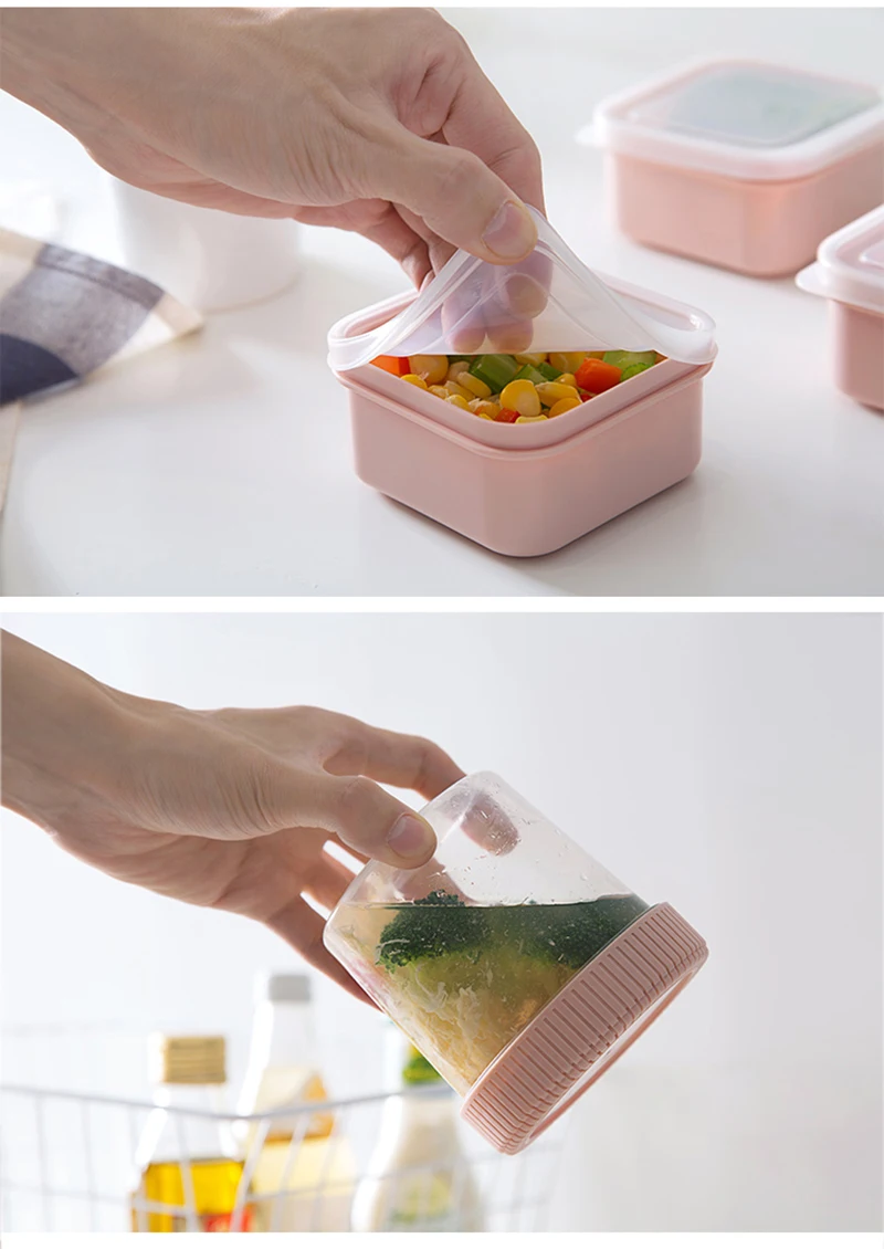 TUUTH Microwave Lunch Box Set Independent LatticeLeak-Proof Refrigerator Storage Box Portable Bento Box For Kids White Collar A7