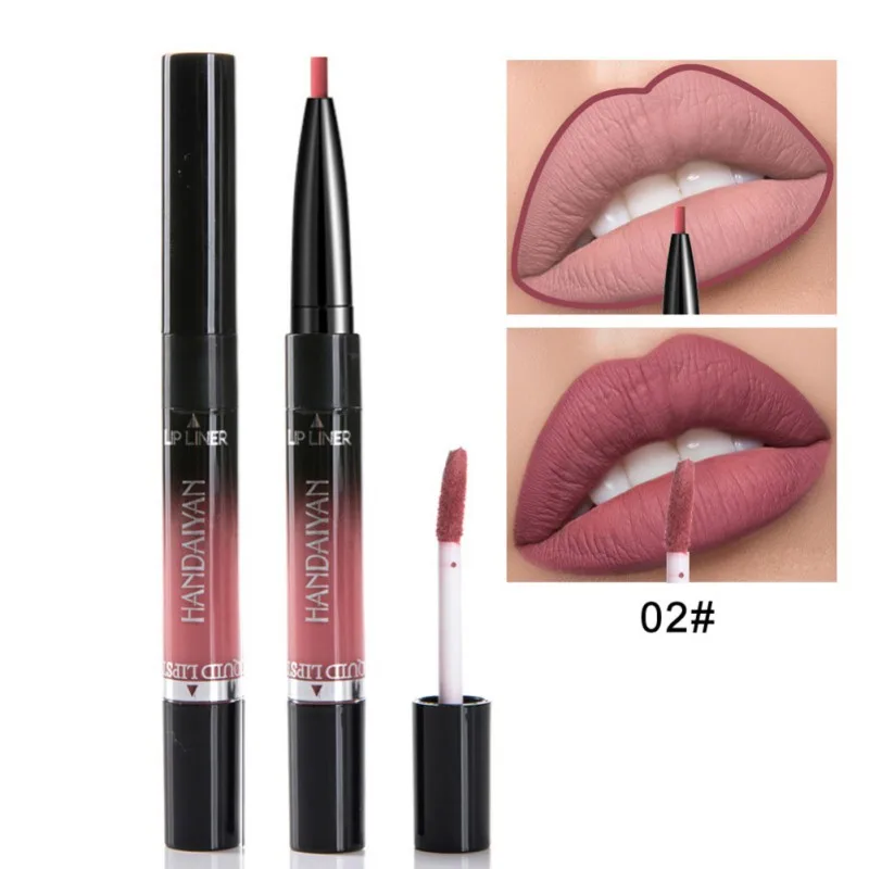 

NEW14 Colors Double-end Matte Liquid Lipstick Lip Liner Makeup Waterproof Matte Lipstick Pencil