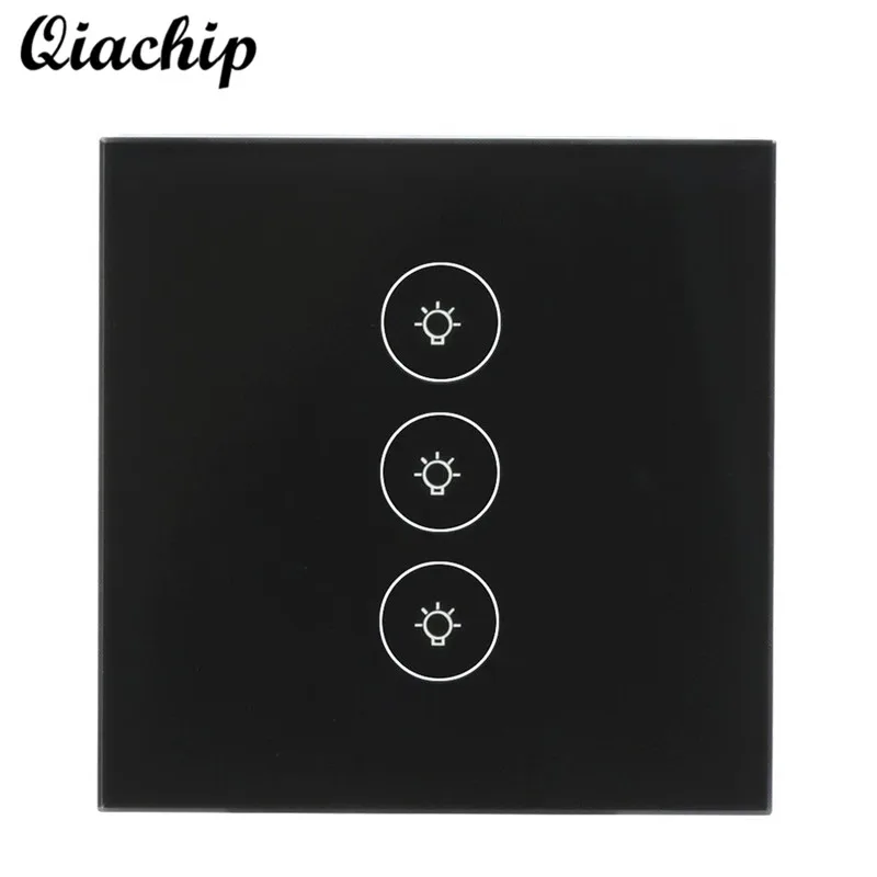 

QIACHIP EU Plug 3 Gang 1 Way WiFi Wireless Smart Home APP Control Touch Switch Light Lamp Control Switch Z50