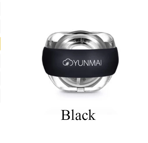 Новинка Xiaomi Mijia Yunmai анти-стресс тренажер для запястья светодиодный Gyroball Essential Spinner Гироскопический тренажер для предплечья гироскоп мяч - Цвет: Черный