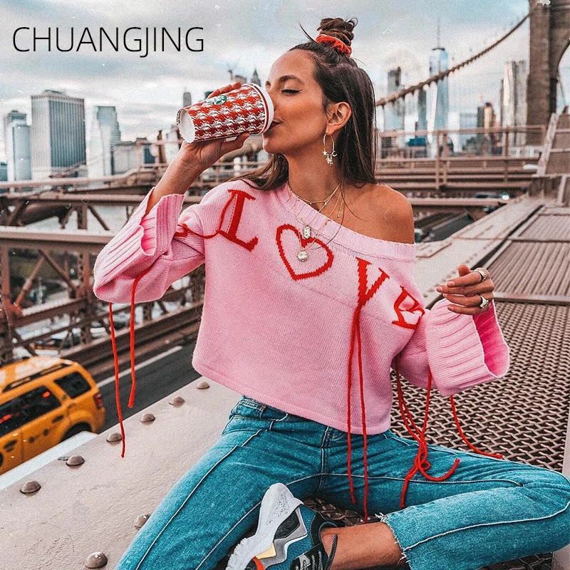 

Autumn Winter Casual Sweater Women New Long Sleeve Slash Neck Striped Loose Pullover Sweater Female Fashion Streetwear Sweater
