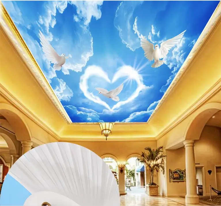 

custom mural 3d ceiling wallpaper Blue sky and white clouds ceiling wall paper for bedrooms chinese wallpaper 3d ciling