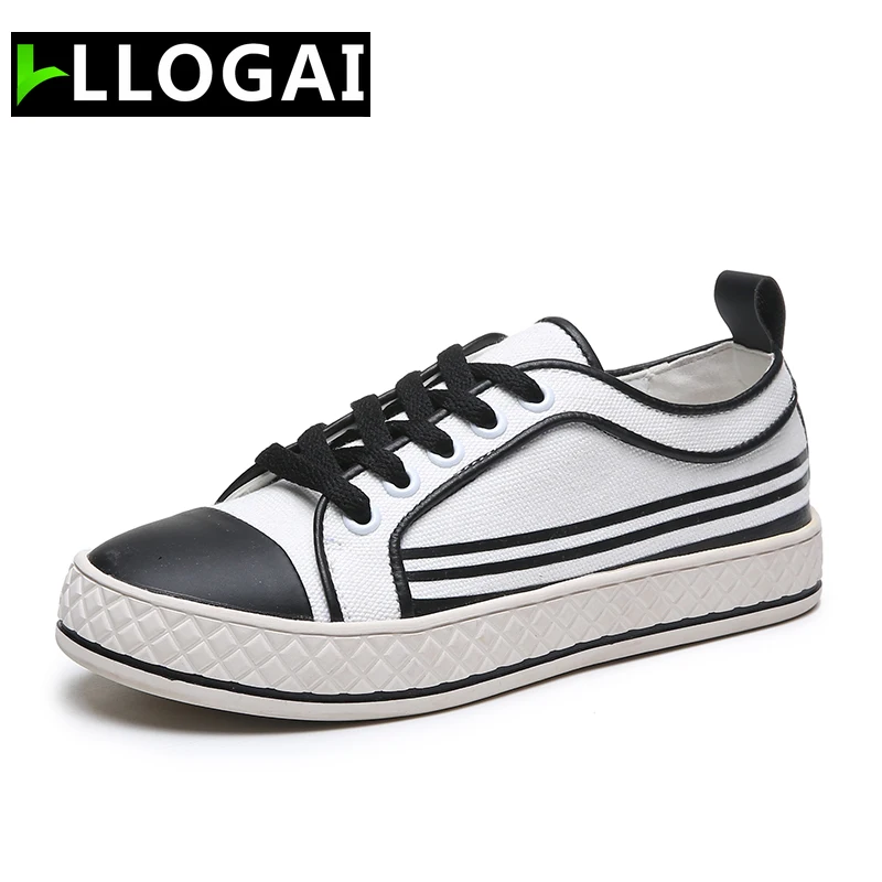 

2019 NEW Lace-up Canvas Ladies Shoes Comfortable Sneakers Women Flats Rubber Flat Shoes Women Casual Shoes Autumn Women Shoes PU