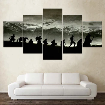 

Modular Wall Art Oil Picture Frame Modern Home Decor 5 Pieces Lord Of The Rings Canvas Painting Movie Posters And Prints Artwork