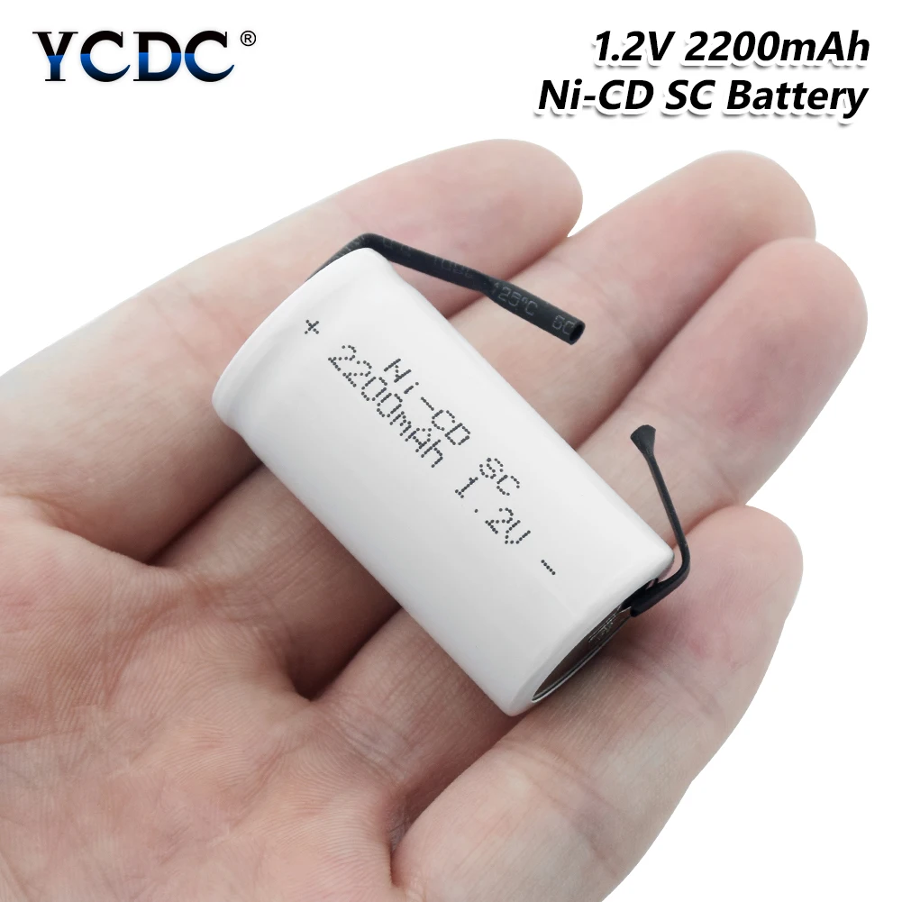 YCDC высокая сила тока Sub C SC Ni-Cd Li-Po литий-полимерный аккумулятор 1,2 в 2200 мАч аккумуляторные батареи со сварочными вкладками