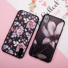 

Flower black matte Phone Case For apple iphone X 5 5S SE 6 6S 7 8 plus Rose Floral Leaves Cases For iphone X 7plus 8plus Cover