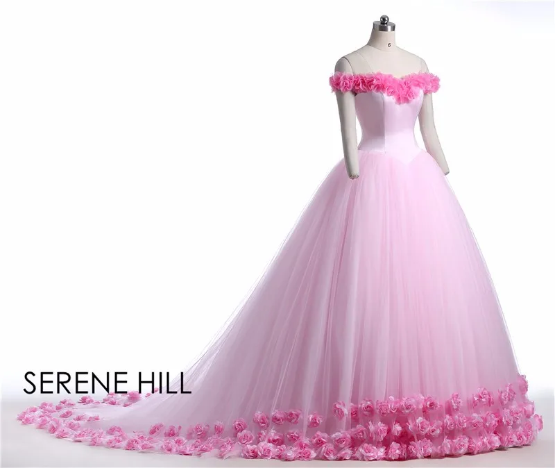 2019 розовое облако цветок Роза Свадебные платья Длинные Тюль Пышные рюшами Robe De Mariage свадебное платье сказал Mhamad свадебное платье HA2003