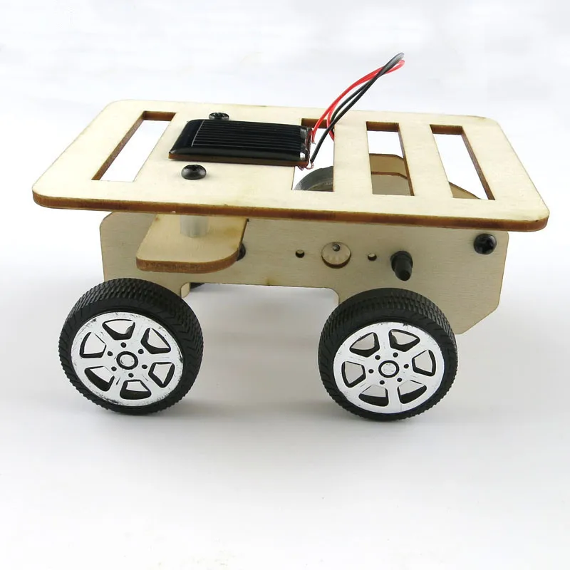 DIY мини деревянная модель автомобиля на солнечных батареях ручной работы комплект 4WD умный робот шасси автомобиля RC игрушка 100*70*50 мм детская обучающая модель