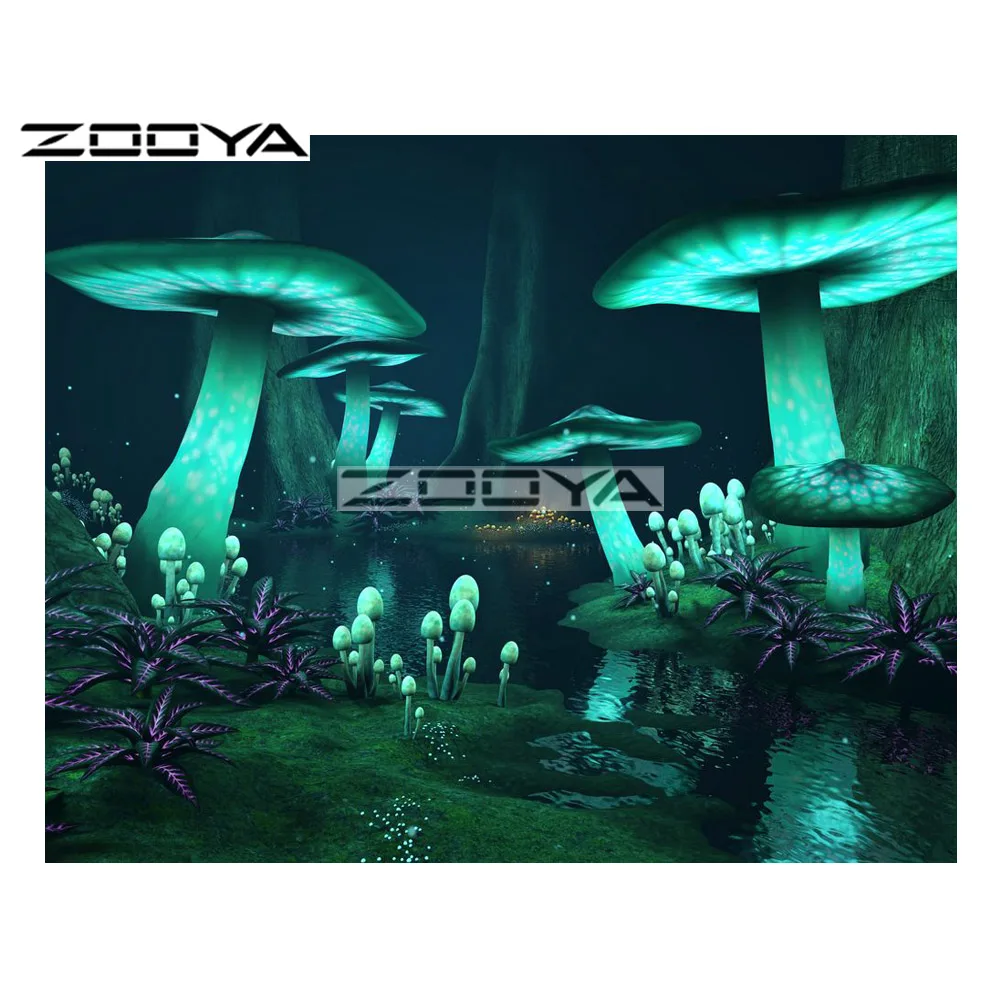 ZOOYA 5D алмазная живопись сделай сам гигантский флуоресцентный гриб пейзаж вышивка