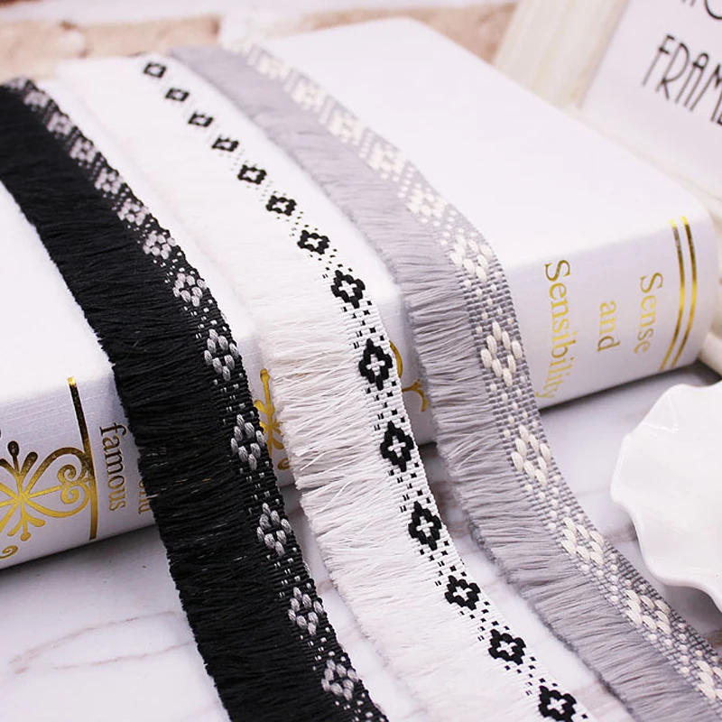 

50Yards 3cm Ethnic Style Tassel Lace Fringe Trims Ribbon Jacquard Webbing DIY Handmade Sewing Curtains Garment Accessories