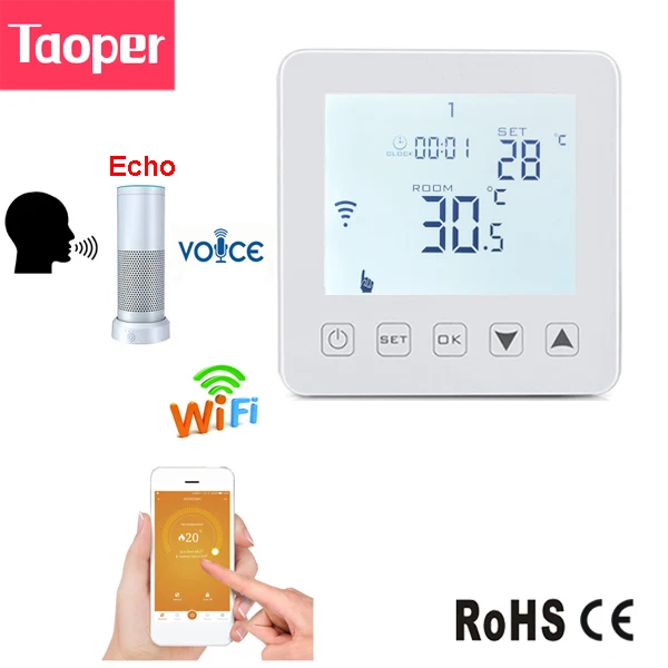 

WiFi Room Thermostat Google Home Alexa Voice Underfloor Electric Heating Radiator Heater Temperature Controller 16A 100-240VAC