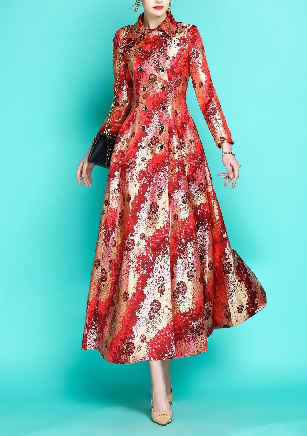Осенне-весенний винтажный Женский Тренч с длинными рукавами, модная сатиновая каретка с отложным воротником, двубортный Тренч B1134