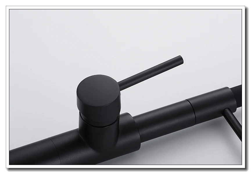 Deck Mounted Pull Down Kitchen Faucet Black Hot Cold Water Crane Mixer Kitchen Sink Faucets with Rubber Design ELK9112B