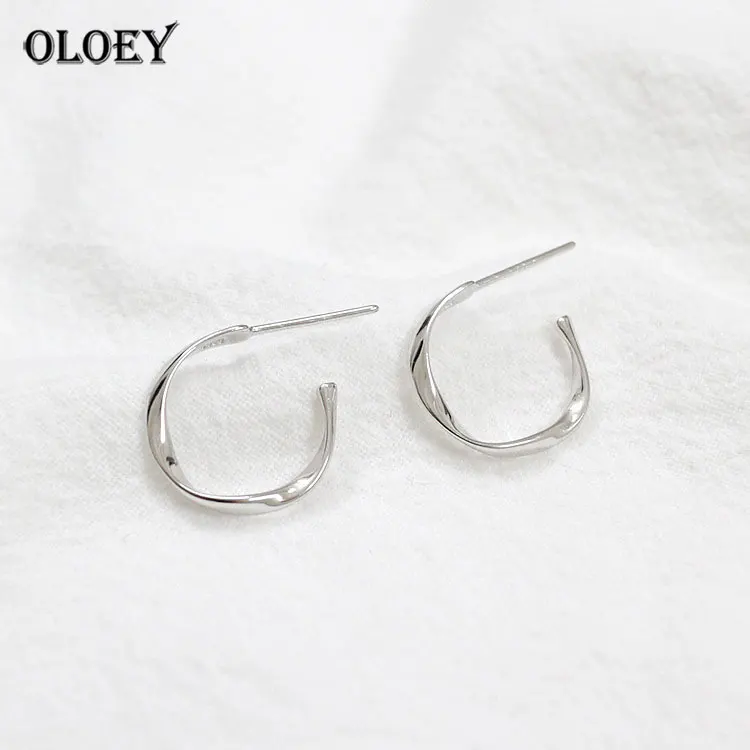 

OLOEY Simple Geometric Hoop Earrings for Women Genuine 925 Sterling Silver CHIC Brinco Fine Jewelry Gifts Drop Shipping YME122