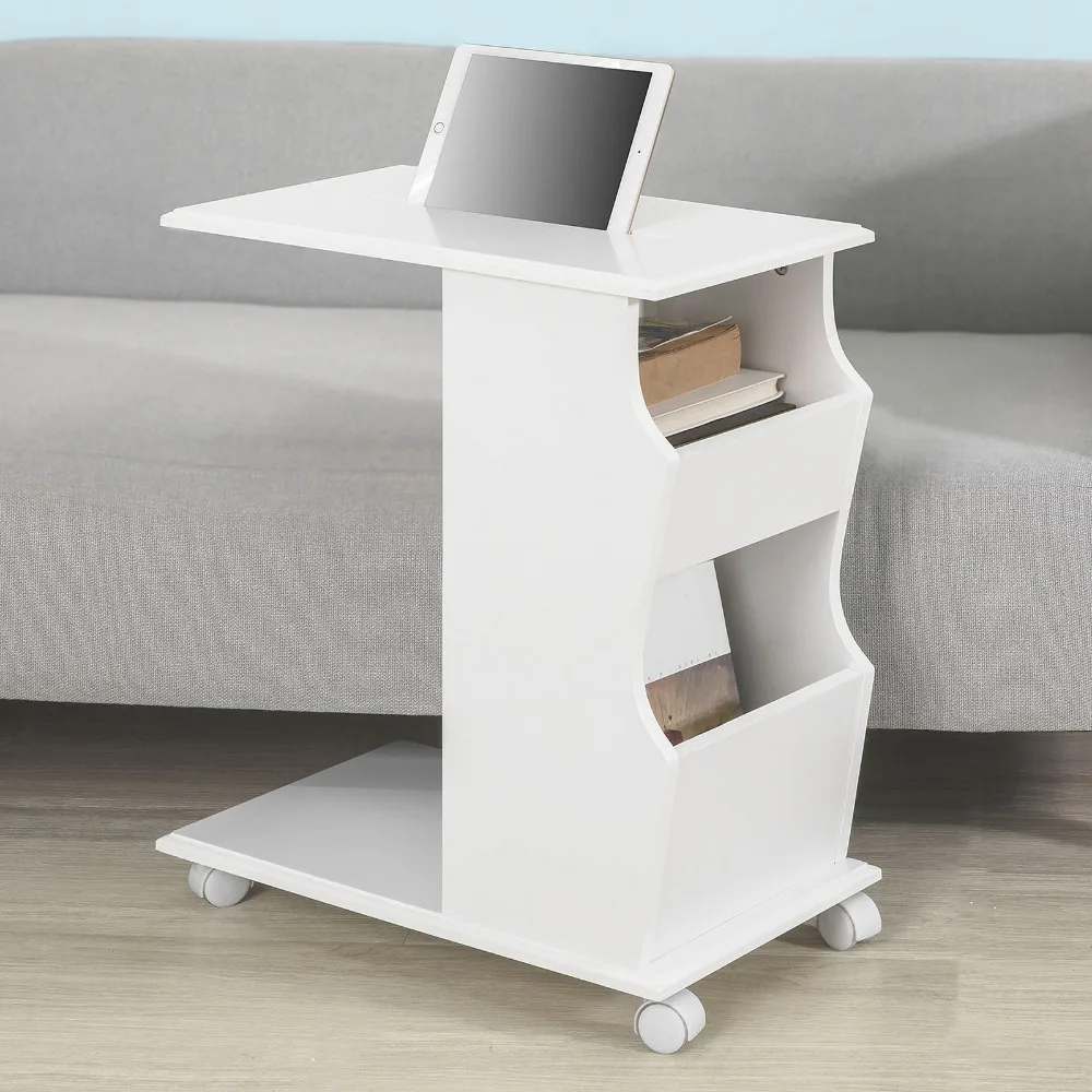 SoBuy®FBT67-W أريكة سرير طاولة جانبية القهوة نهاية الجدول مكتب للحاسوب شخصي على عجلات المعيشة غرفة الأثاث