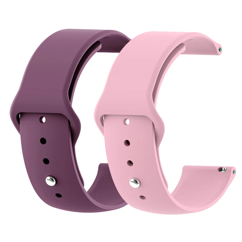 18 мм 20 мм 22 мм 2 шт силиконовый ремешок для часов gear S2 ремешок для samsung gear S3 Classic Frontier Galaxy Watch Amazfit Bip браслет - Цвет ремешка: Purple Pink