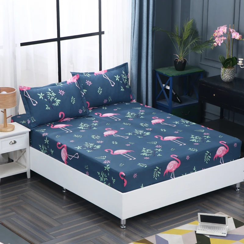 

1pcs 100% polyester printing bed mattress set with four corners and elastic band sheets hot sale