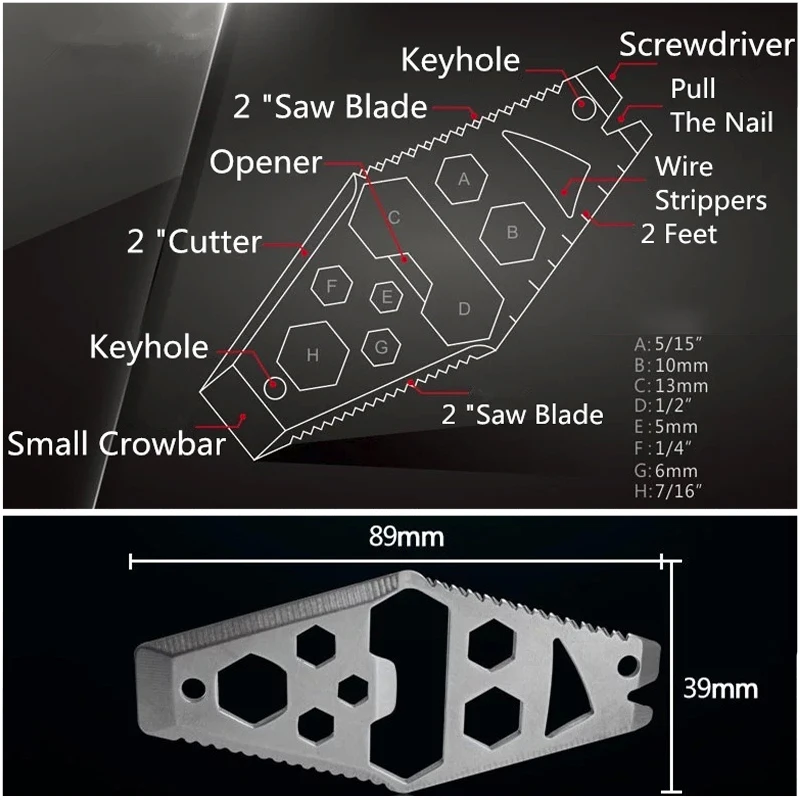 Открытый выживания EDC Универсальный нержавеющая сталь открывалка для бутылок цепочка для гаечного ключа кемпинг карман инструменты режущие диски резак лом