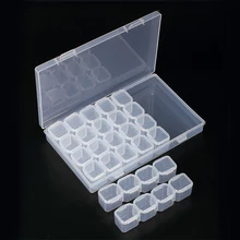 Plastic 28 Slots Rhinestone Nail Art Tools Jewelry Display Storage Box Case Organizer Holder Beads 210100