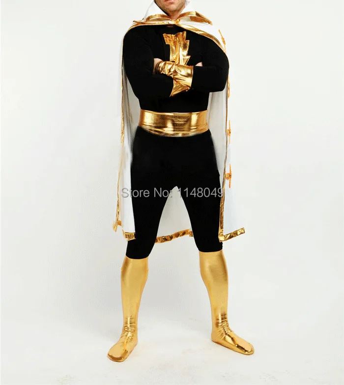 Classic Black Captain Marvel Superhero Halloween Costume with Capein
