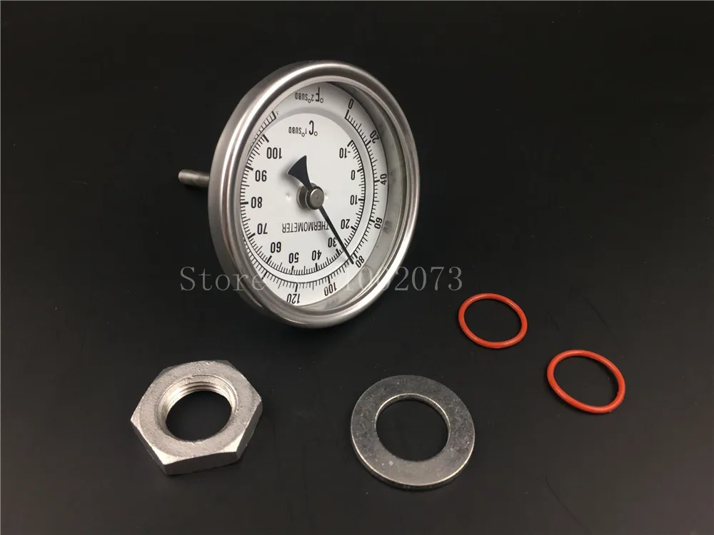 Weldless Bi-metal Thermometer Kit, 3Face & 2Probe, 12MNPT, 0~220F degree, Beer Brewing Thermometer, Homebrew Kettle (7)