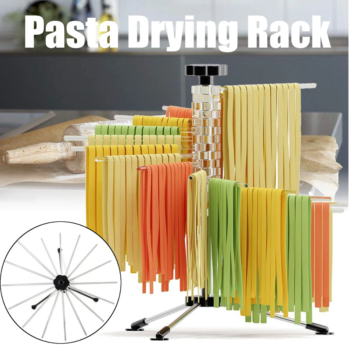 Kitchen ABS Stainless Steel Pasta Drying Rack Tools Spaghetti Noodle