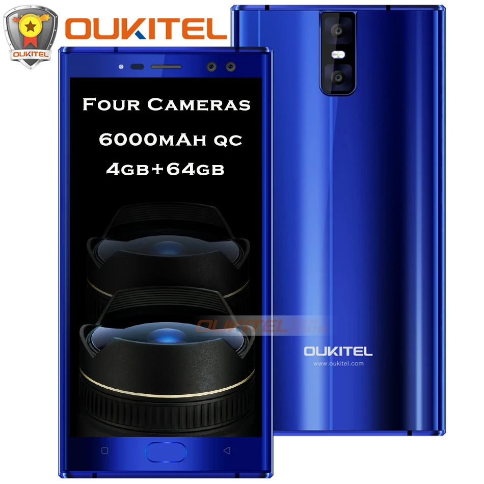 Oukitel K3 6000mAh Flash Charge Mobile Phone 2x13MP 2x13MP Cameras 4GB RAM 64GB ROM MT6750T Octa