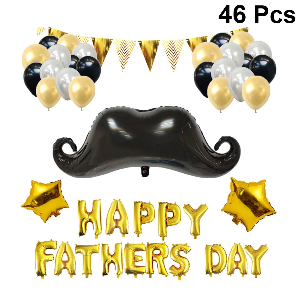 

46Pcs/Set 16 Inch Aluminum Film Balloon Happy Father'S Day Party Favors Atmosphere Decoration Balloons(Black And Golden)