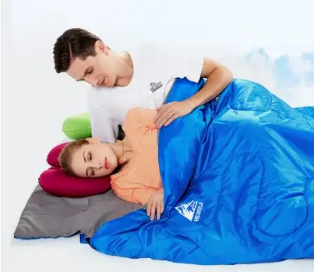 Hewolf Adult Outdoor Camping Sleeping Bag Envelope Pattern Couple Lover Travel Warm Weather Use Can Split Into Two Sleeping Bags