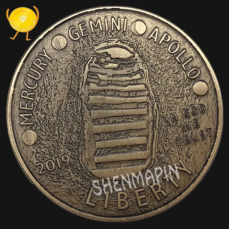 

Mercury Gemini Apollo 50th Anniversary Commemorative Coin US Space Astronauts on the Moon Liberty Footprint Coins Collectibles