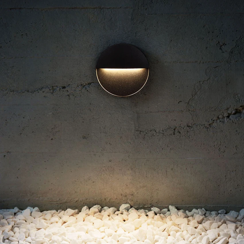 Baratos Luz de escalera Led redonda de 6w 12w luces de paso de aluminio para exteriores lámpara de pared LED Luz De pie IP65 luz de pared impermeable BL8001