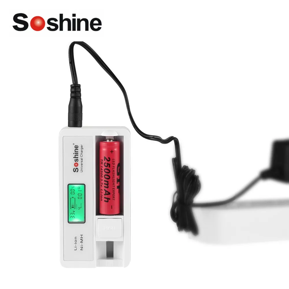 

Soshine S7 Intelligent Battery Charger with 1 Slot LCD Display and Car Charger for Li-ion Ni-MH AA AAA LiFePO