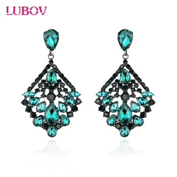 

LUBOV Luxury Colorful Crystal Glass Big Pendant Drop Earrings Personality Statement Dangle Earrings Women Fashion Jewelry