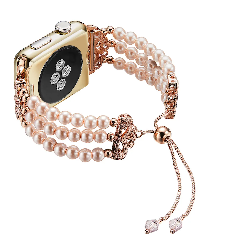 Для Apple Watch band 40 мм 44 38 42 Женский жемчужный ювелирный ремень для series 4 3 2 1 i