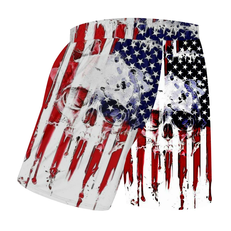 OGKB мужские крутые пляжные шорты с принтом череп с американским флагом 3d борд мермуда шорты мужские хип-хоп шорты пляжная одежда 5XL