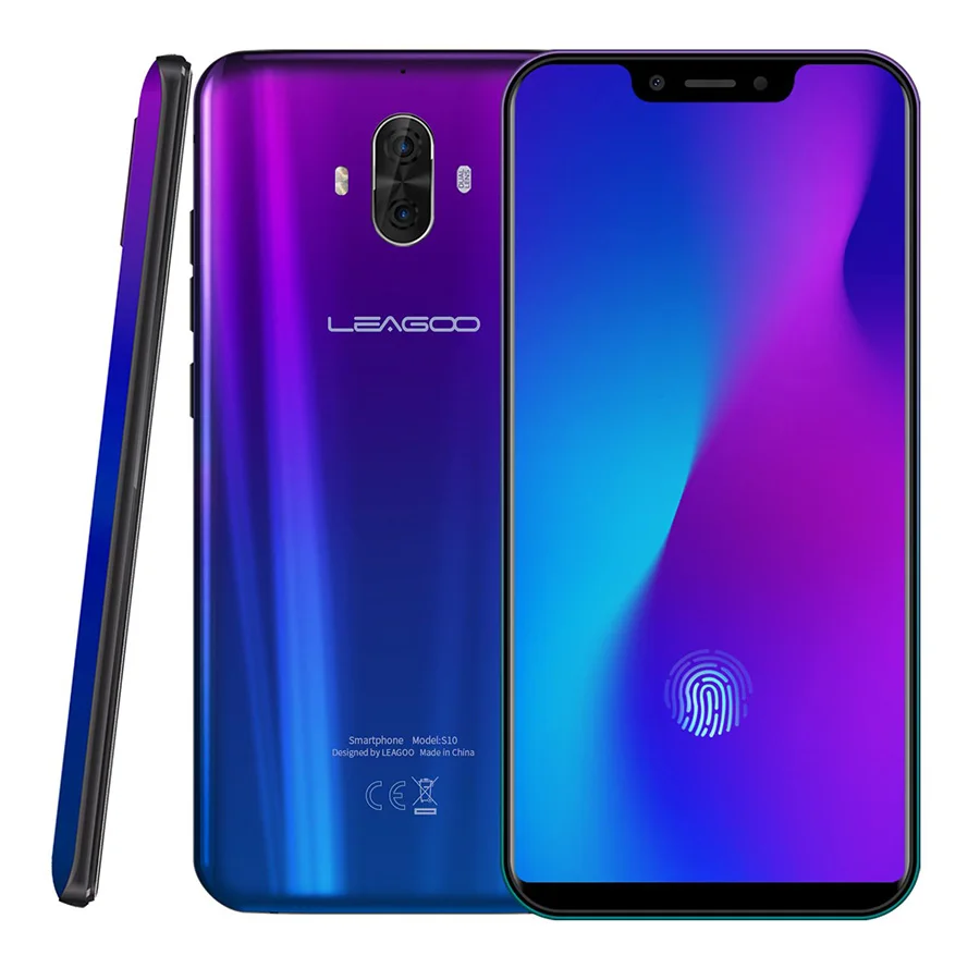 LEAGOO S10 4G 6 21 дюймов 19:9 дисплей Android 8 1 ГБ ОЗУ 128 Гб ПЗУ 9 В/2A 20MP отпечаток пальца