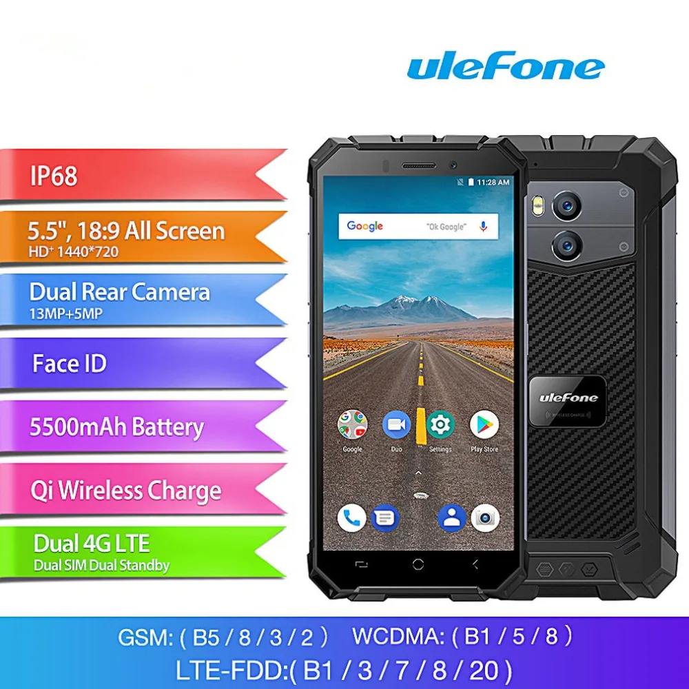 Ulefone Броня х Смартфон Android 8 1 Беспроводной зарядки Водонепроницаемый IP68 5 &quotHD 2 ГБ +