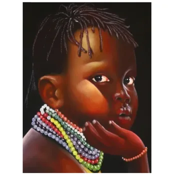 

5D Diy Diamond Painting Cross Stitch African boy Diamond Embroidery Full Square round drills Mosaic Paintings by numberZP-2827