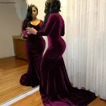 Черное бархатное платье для выпускного вечера для девочек элегантное женское вечернее платье Русалка с длинными рукавами официальная праздничная одежда выпускной вечер праздничное платье на заказ