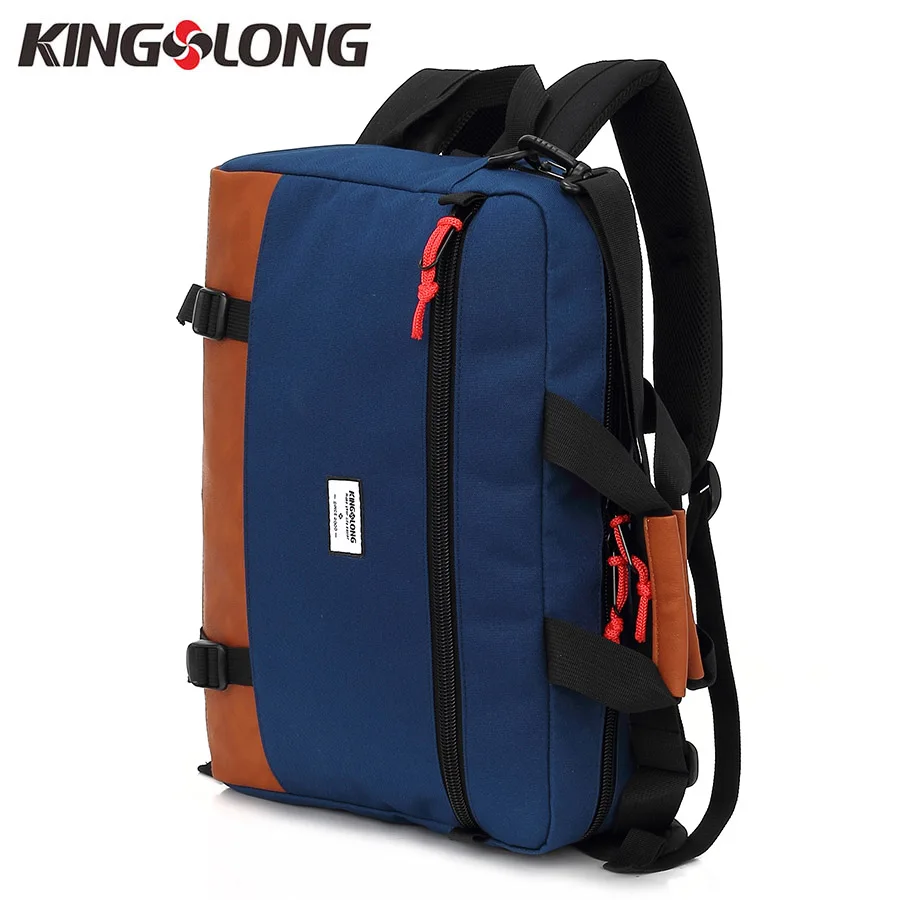 KINGSLONG Multifunction 15.6 Inch Notebook Backpack Laptop Computer Bag for Men Nylon+PU Leather ...