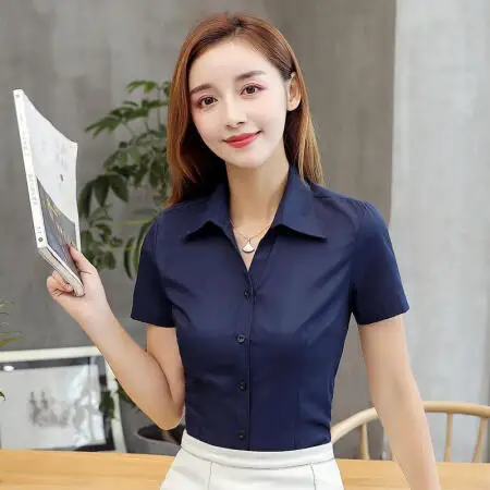 

Womens Tops and Blouses Cotton Solid Short Sleeve White Plus Blusas Femininas Elegante camisetas camisa mujer chiffon blouse