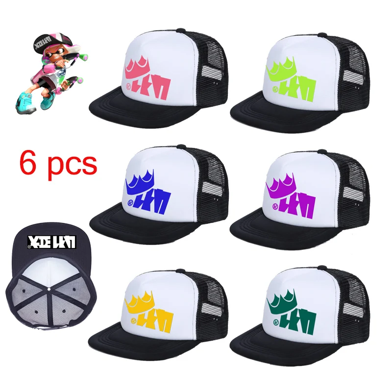 Японская игра косплей Splatoon 2 Cap 6 цветов King Flip Trucker Hat Inkling Girl Boy Cool Enperry Mesh красный