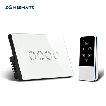 

Zemismart US Standard 4 Gangs Work with Broadlink Support L & N Connect or Single Live Connect APP Touch Remote Control
