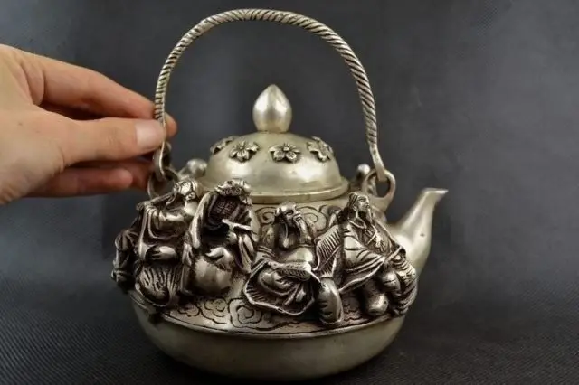 

Collectible Old Decorate Handwork Miao Silver Carving Famous 8 Immortal Tea Pot.